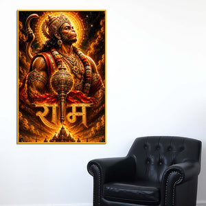 Ram Bhakt Hanuman Floating Frame Crystal Wall Painting