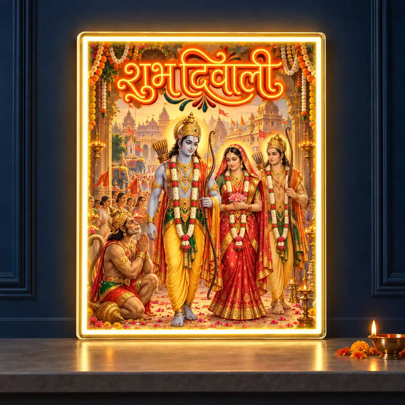 Ram Darbar Shubh Diwali Neon Wall Art for Home & Shop Decoration