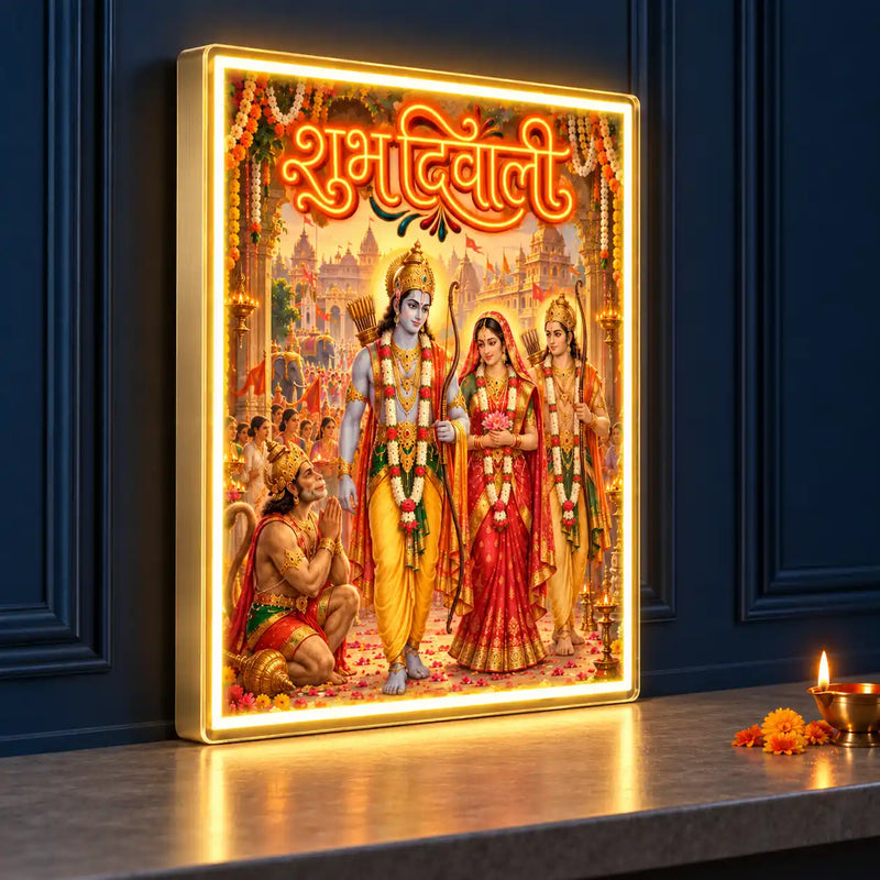 Ram Darbar Shubh Diwali Neon Wall Art for Home & Shop Decoration