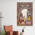 Ram Hanuman Bhakti Religious Canvas Painting for Hindu Wall Decoration