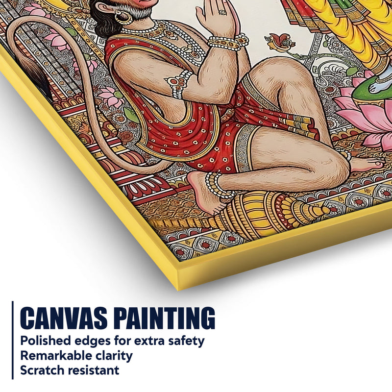 Ram Hanuman Bhakti Religious Canvas Painting for Hindu Wall Decoration
