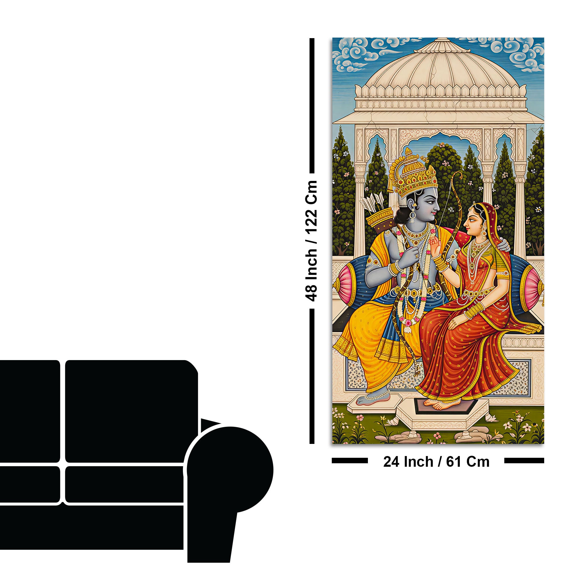 Ram Sita Sitting Together Canvas Wall Painting | Spiritual Home Decor