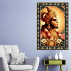 Rama Doota Hanuman Floral Border Vertical Wall Painting