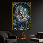 Rama Hanuman Embrace Floating Frame Crystal Wall Painting