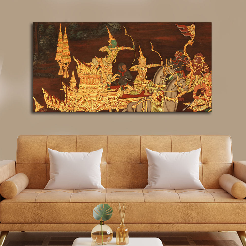 Ramayana Story at the Emerald Buddha Temple Canvas Wall Painting