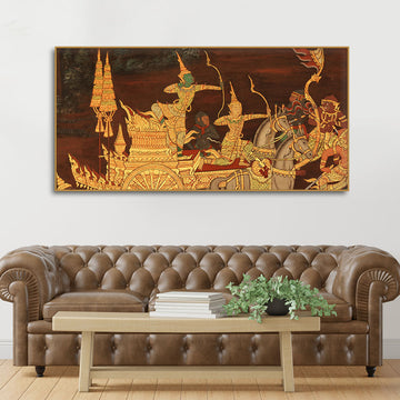 Ramayana Story at the Emerald Buddha Temple Canvas Wall Painting