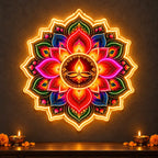 Rangoli Style Diya Neon Light for for Home, Office & Shop Decoration