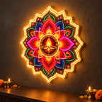 Rangoli Style Diya Neon Light for for Home, Office & Shop Decoration