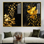Ravishing Nature Glow Abstract Acrylic Floating Wall Painting Set of 2