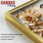 Ravishing Pair of Royal Blue and White Peacock Floral 3D Canvas Wall Painting