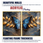 Ravishing Royal Blue Butterfly Acrylic Floating Wall Painting Set of 2