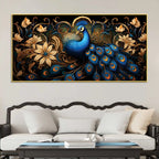 Ravishing Royal Blue Peacock Floral Wall Art Canvas Painting for Home & Office