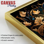 Ravishing Royal Blue Peacock Floral Wall Art Canvas Painting for Home & Office