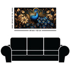 Ravishing Royal Blue Peacock Floral Wall Art Canvas Painting for Home & Office