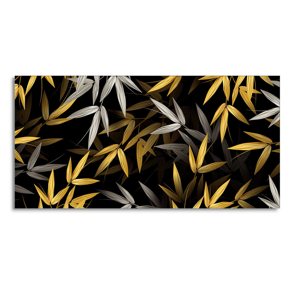 Realistic Golden Bamboo Leaves Canvas Wall Painting