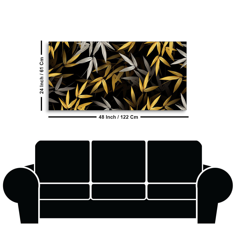 Realistic Golden Bamboo Leaves Canvas Wall Painting