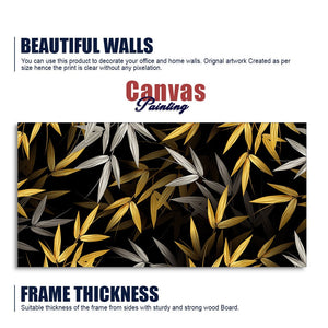 Realistic Golden Bamboo Leaves Canvas Wall Painting