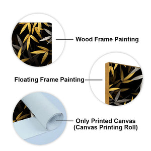 Realistic Golden Bamboo Leaves Canvas Wall Painting