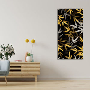 Realistic Golden Bamboo Leaves Wall Painting