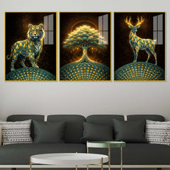 Realm of the Eternal Spirit Acrylic Floating Frame Wall Painting Set of 3
