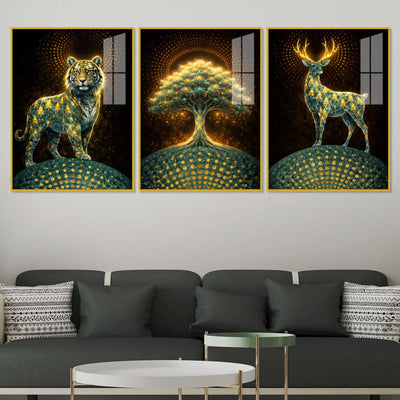 Realm of the Eternal Spirit Acrylic Floating Frame Wall Painting Set of 3
