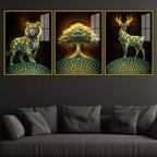 Realm of the Eternal Spirit Acrylic Floating Frame Wall Painting Set of 3