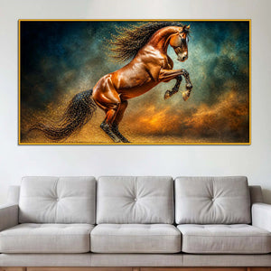 Rearing Horse Floating Frame Crystal Wall Painting for Home Decor
