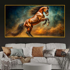 Rearing Horse Floating Frame Crystal Wall Painting for Home Decor