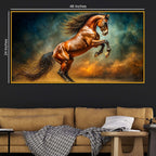 Rearing Horse Floating Frame Crystal Wall Painting for Home Decor