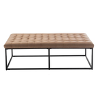 Rectangular Shaped Brown Color Velvet Ottoman with Golden Metal Finish