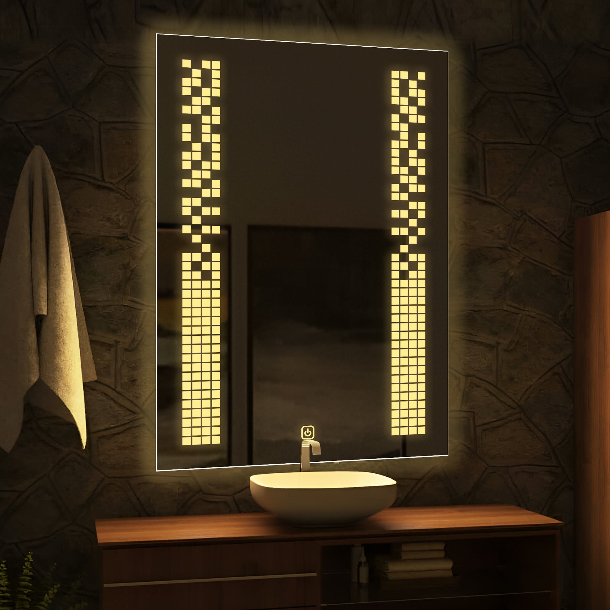 Rectangular Shaped Minimalistic Design LED Bathroom Wall Mirror