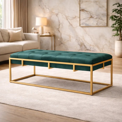 rectangular-shaped-velvet-ottoman-with-golden-metal-finish
