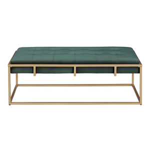 Rectangular Shaped Velvet Ottoman with Golden Metal Finish