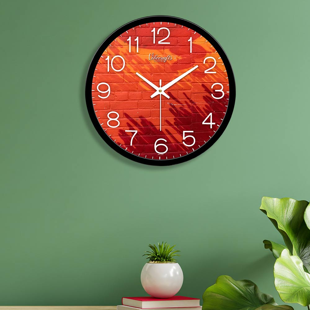 Red Bricks Two Colors Shaded Designer Wall Clock