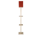 Red Color Cotton Shade 3 Tier Shelf Storage Solid Wooden Floor Lamp