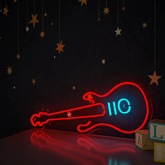 Red Guitar Design Neon LED Light