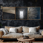 Reflective Illusion Pattern Crystal Glass Painting Set of 3