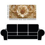 Regal Ivory Flower with Golden Scrollwork 3D Canvas Wall Painting