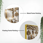 Regal White Elephant Family with Golden Embellishments 3D Canvas Wall Painting