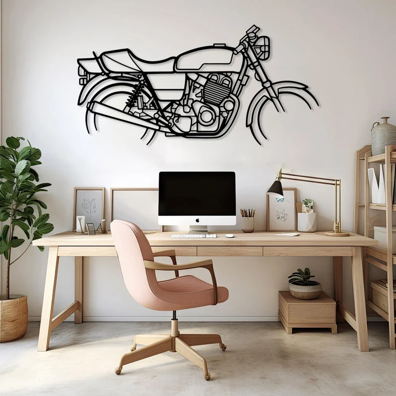 Retro Style Motorcycle Metal Wall Art for Interiors