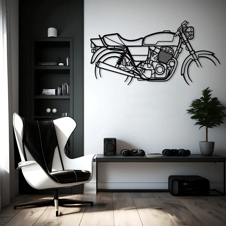 Retro Style Motorcycle Metal Wall Art for Interiors