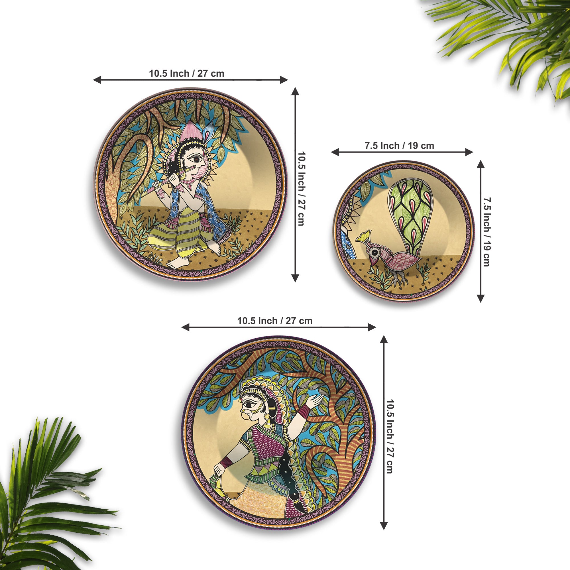 Rhythm of Roots Tribal Folk Art Premium Wall Plates Painting Set of 3