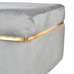 Rich Grey Velvet Ottoman Bench with Golden Classic Legs
