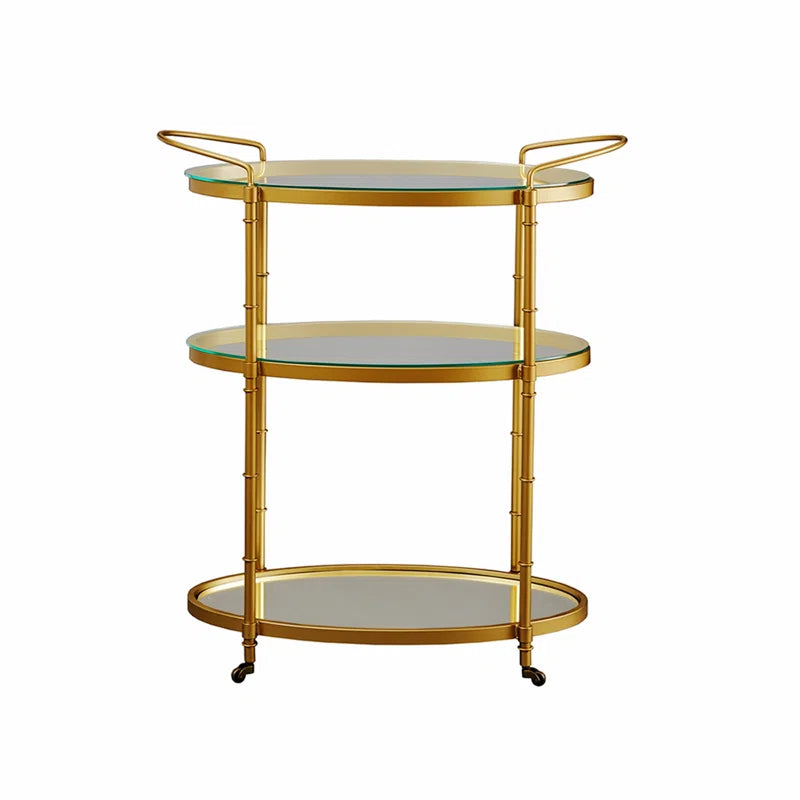 Rolling Bar Trolley with Bamboo-Style Frame Finish