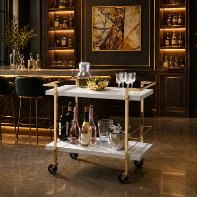 rolling-white-bar-trolley-with-sophisticated-golden-metal-finish