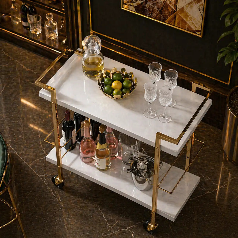 rolling-white-bar-trolley-with-sophisticated-golden-metal-finish