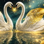 Romantic Swan Couple Crystal Glass Wall Art Home Decor Painting