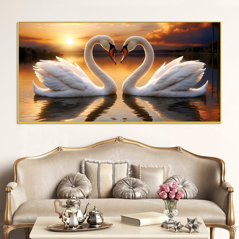  romantic-swan-couple-wall-painting-for-living-room-decor