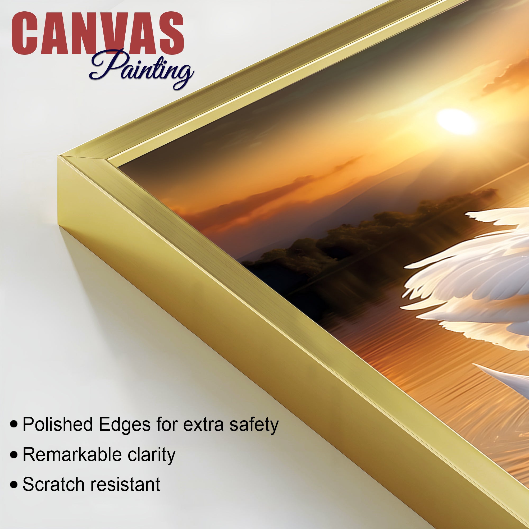 Romantic Swan Couple Wall Painting for Living Room Décor