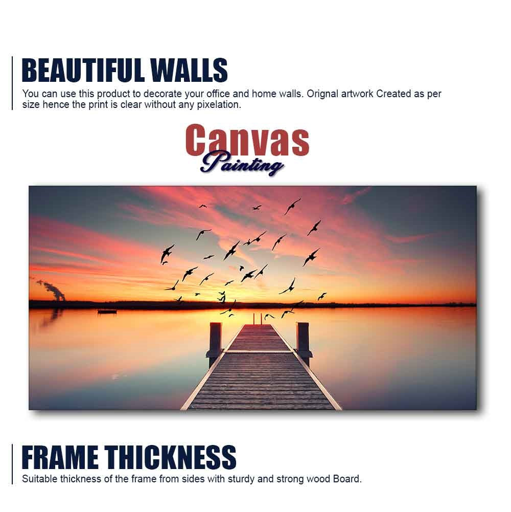 Romantic Wooden Jetty in Sunset Canvas wall Painting